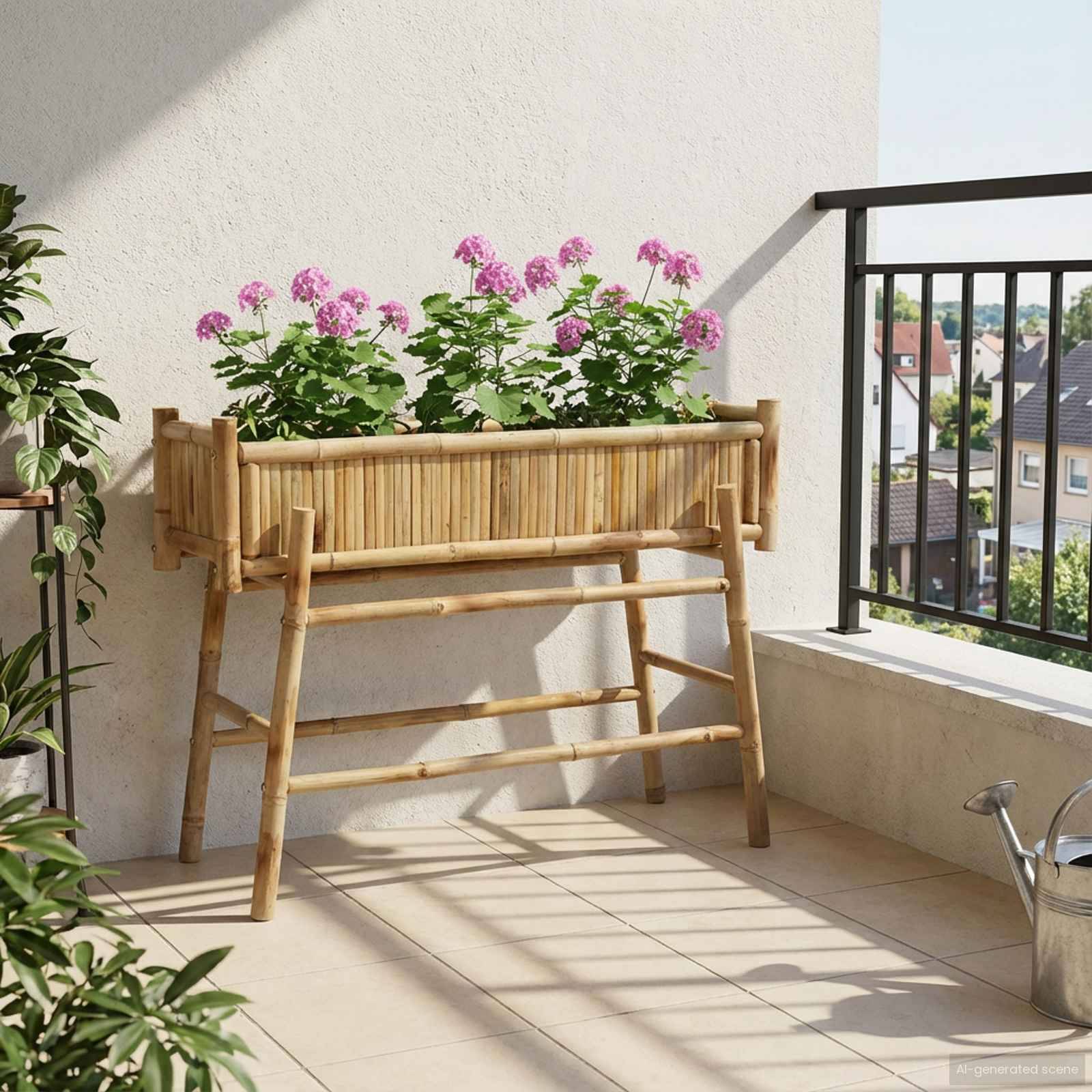 ComfortXL - Jardinière sur Pieds en Bambou Naturel pour Jardin Terrasse Bac à Fleurs Surélevé 100cm - ComfortXL Outdoor Living