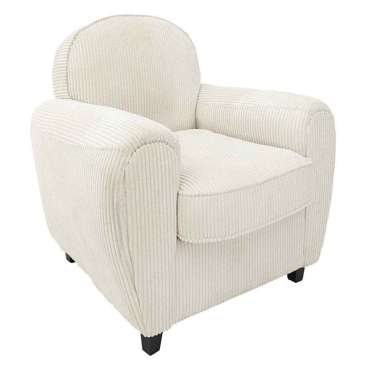 The Home Deco Factory - Fauteuil Club Côtelé "Scott" 89cm Beige - Image 1