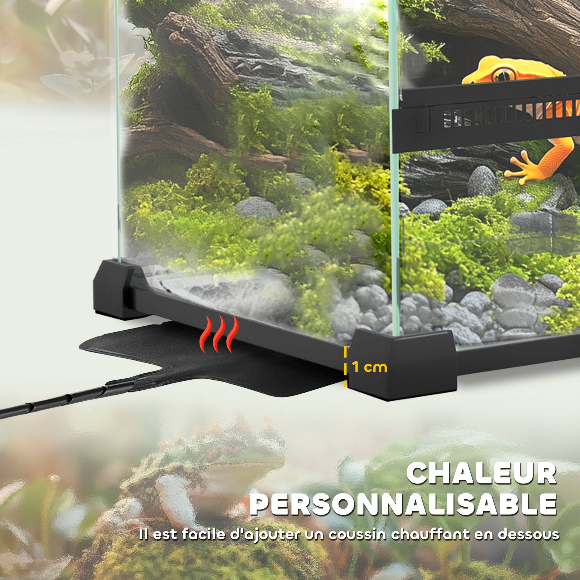 Terrarium vivarium verre trempé reptiles amphibiens anti-évasion aéré 20x20x30cm noir - ComfortXL Outdoor Living - Image 9