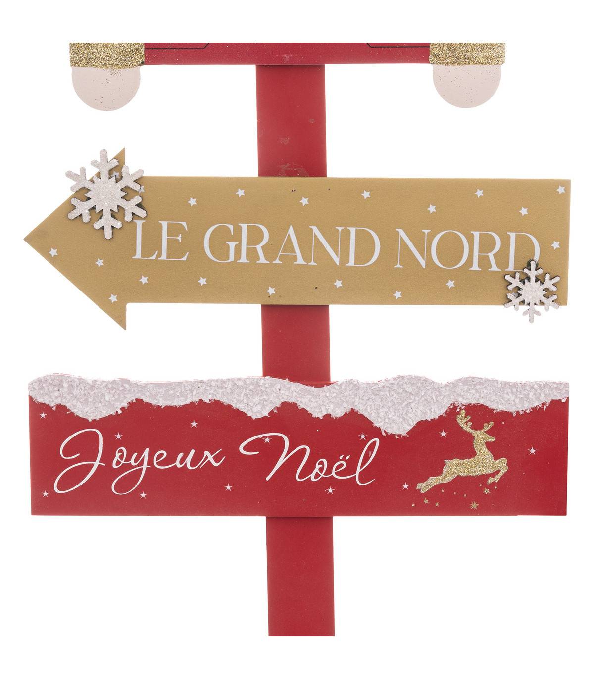 Fééric Lights & Christmas - Déco de Noël Pancarte en bois avec Casse Noisette rouge et doré H 120 cm - Imagen 2