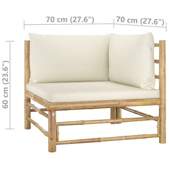 Vidaxl - Salon de jardin 5 pcs avec coussins blanc crème bambou vidaXL 3058191 - Image 3