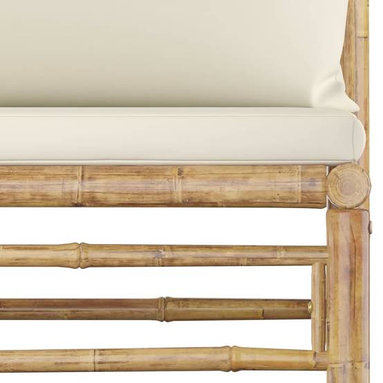 Vidaxl - Salon de jardin 5 pcs avec coussins blanc crème bambou vidaXL 3058191 - Image 5
