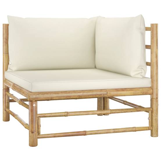 Vidaxl - Salon de jardin 5 pcs avec coussins blanc crème bambou vidaXL 3058191 - Image 9