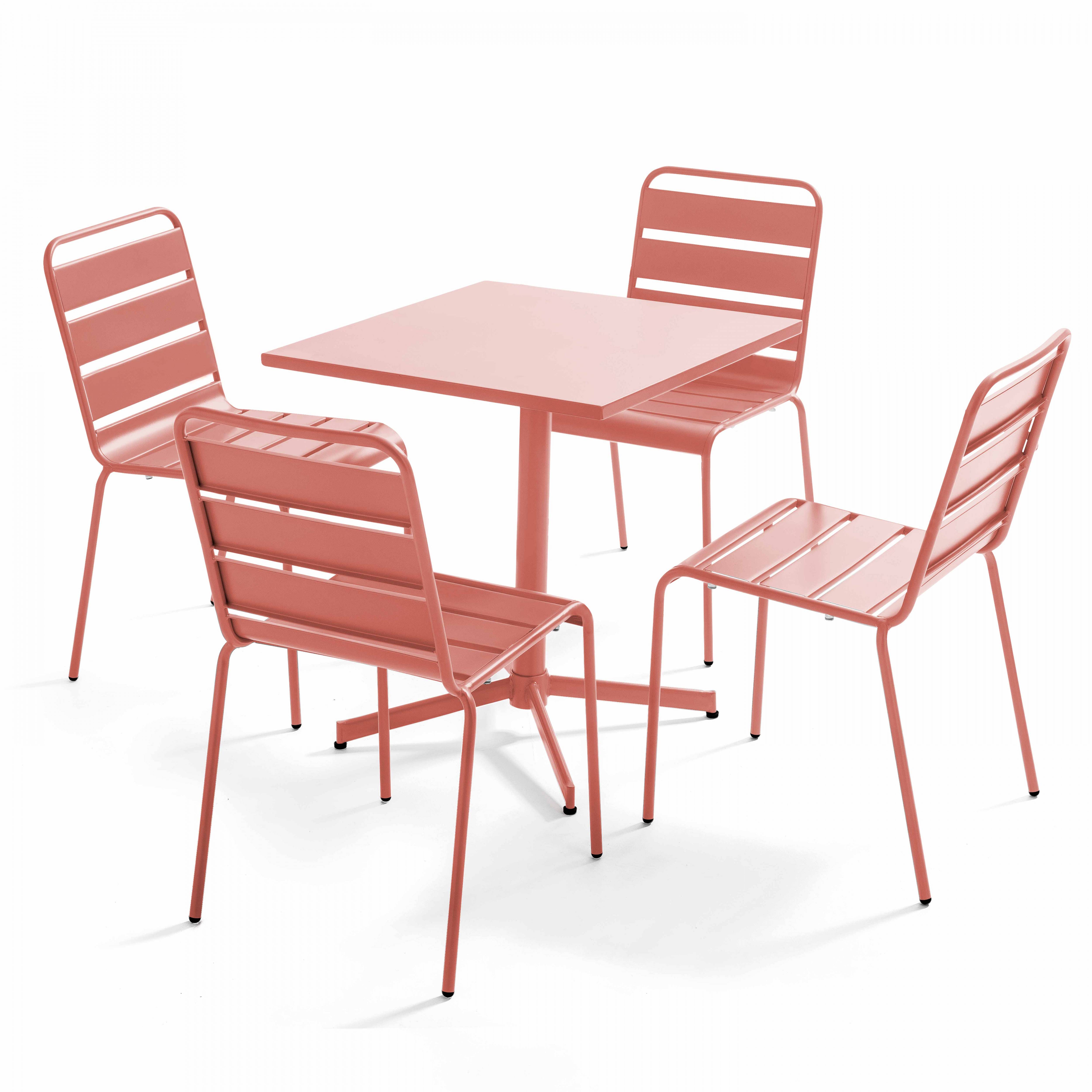 Oviala - Ensemble table carré et 4 chaises en métal argile Palavas - Oviala - Imagen 1