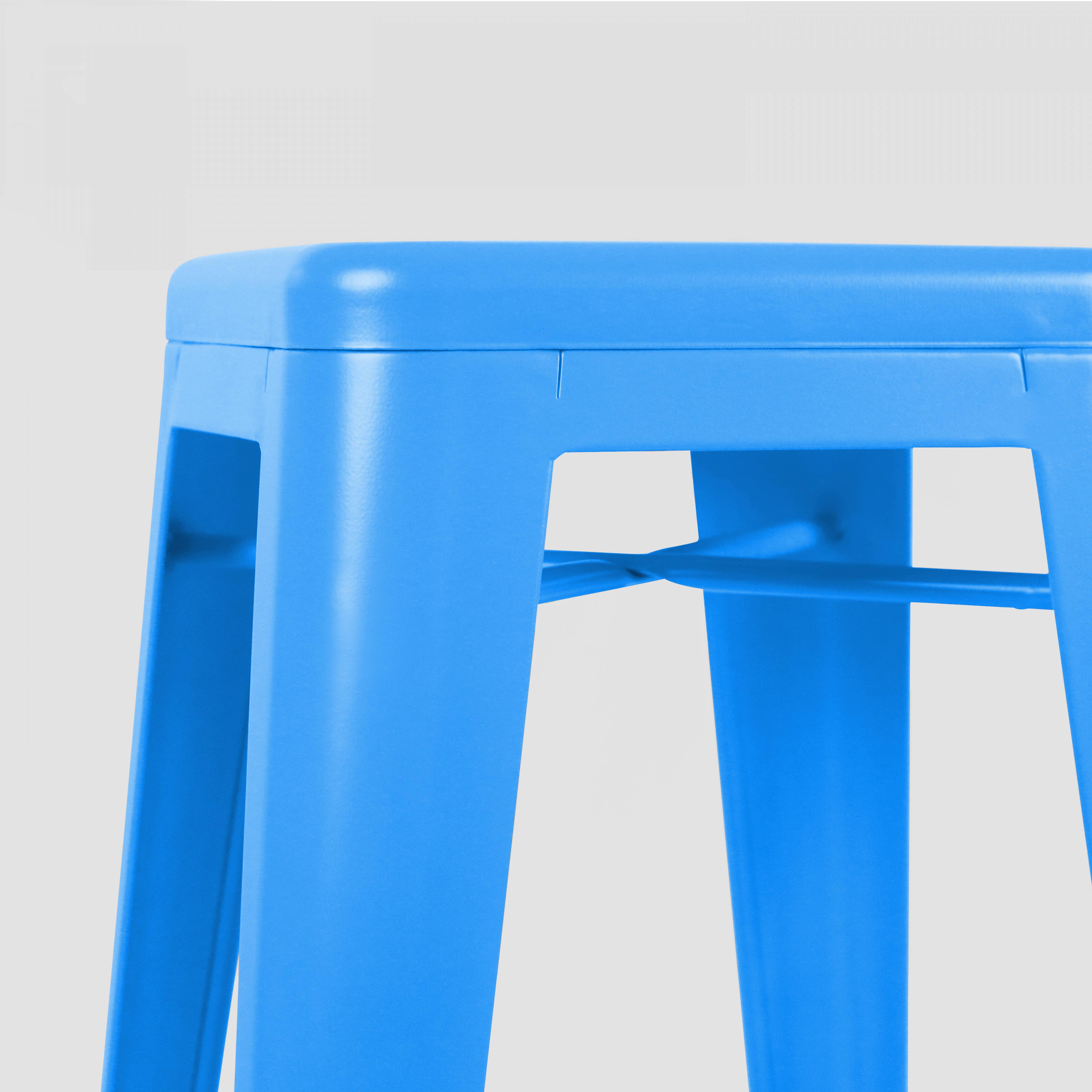 Oviala - Lot de 4 tabourets de bar en acier bleu mat Indus - Oviala - Imagen 5