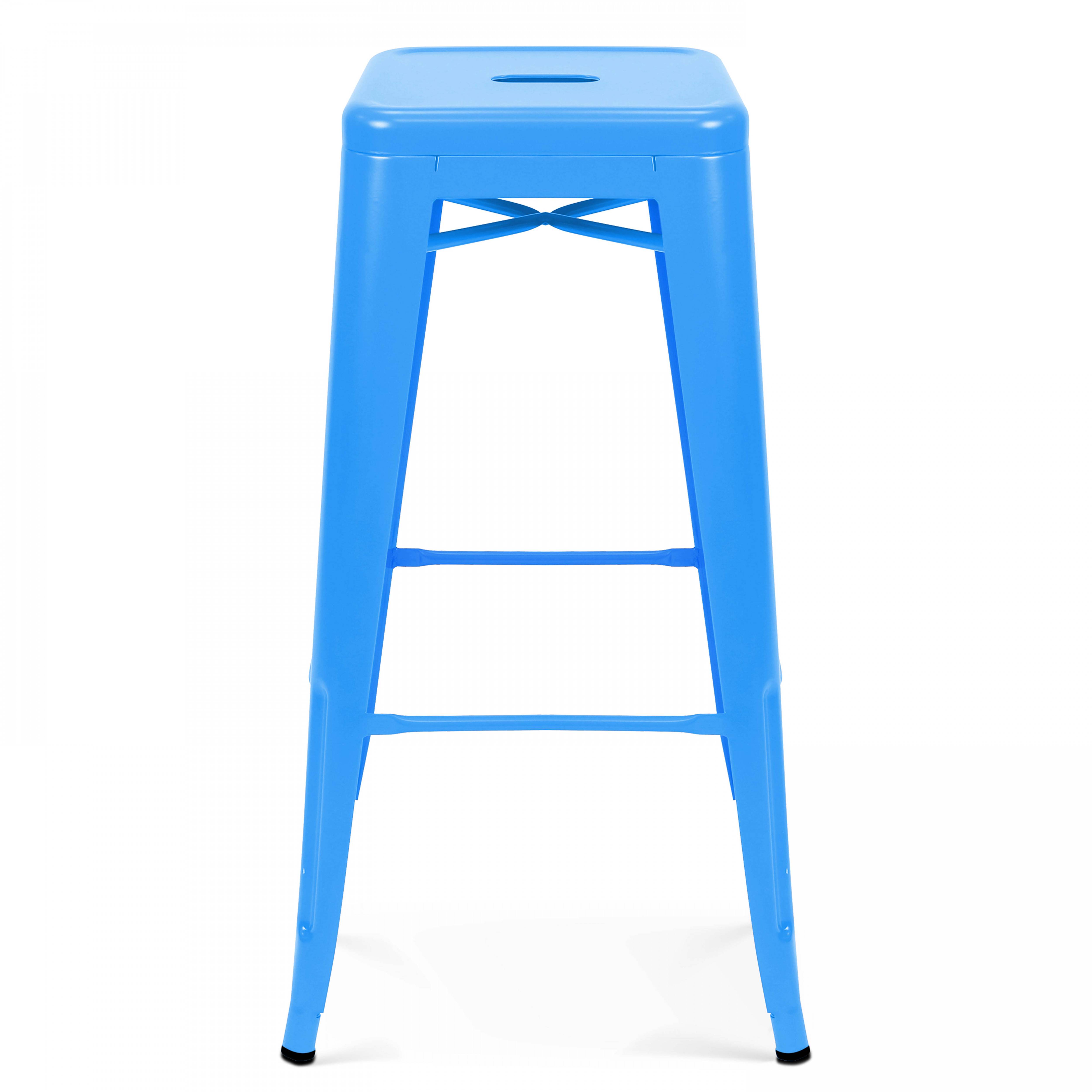 Oviala - Lot de 4 tabourets de bar en acier bleu mat Indus - Oviala - Imagen 3