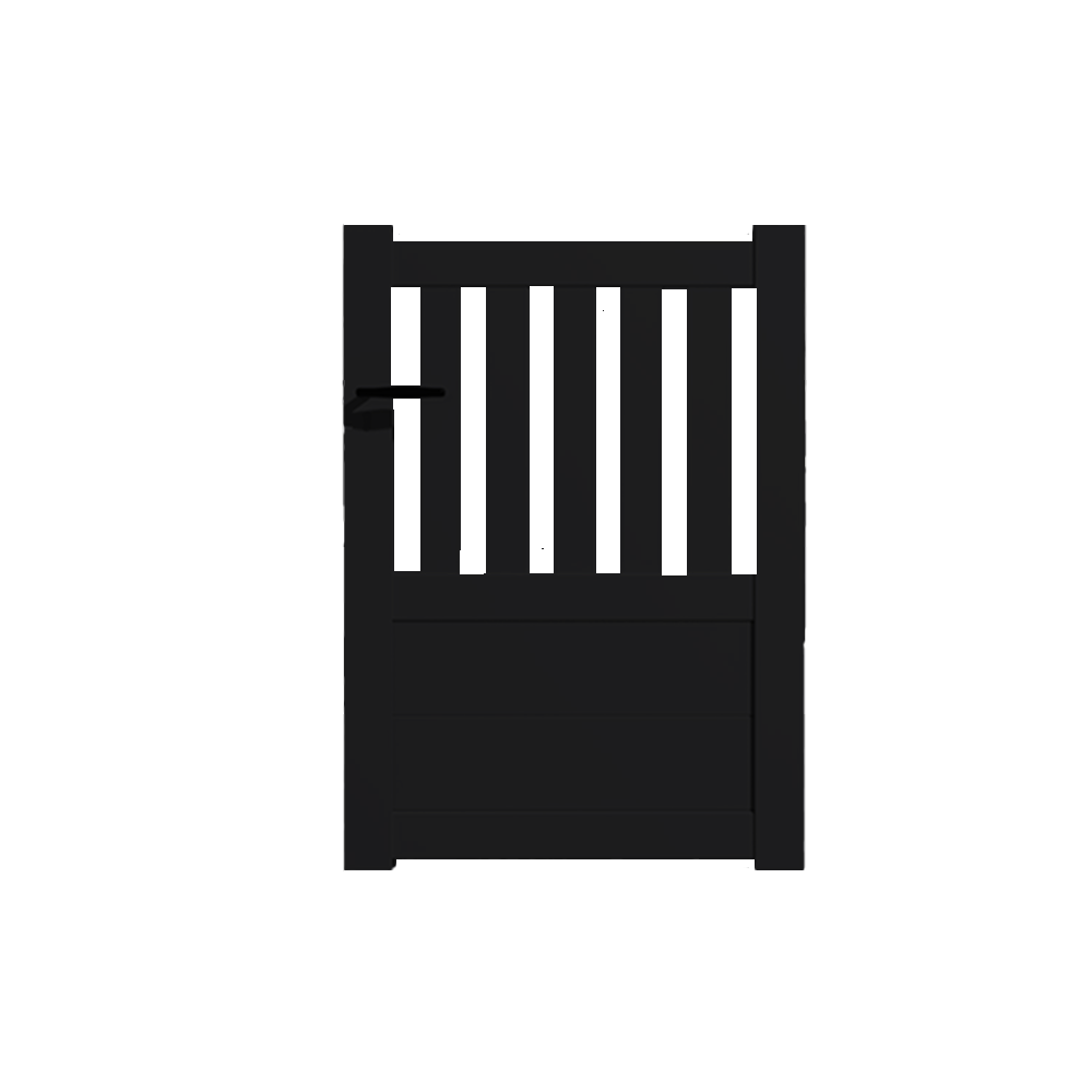 Portail Packit - Portillon alu modèle semi-ajouré en kit dim. L.1000 (entre piliers) x H.1300 mm  Noir (RAL 9005)