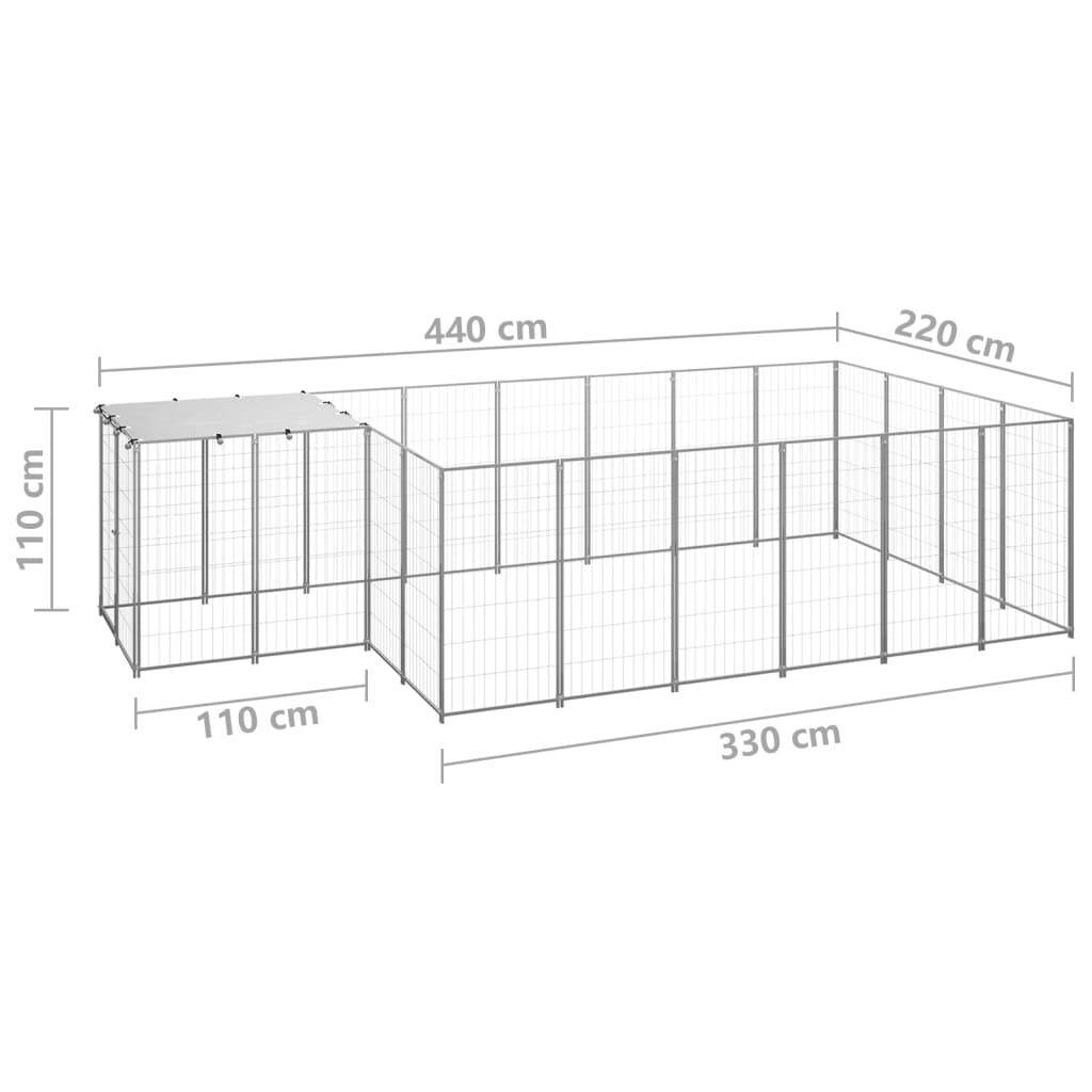 Helloshop26 - Chenil extérieur cage enclos parc animaux chien argenté 8,47 m² acier - Imagen 2