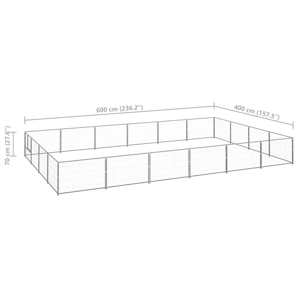 Helloshop26 - Chenil extérieur cage enclos parc animaux chien argenté 24 m² acier - Imagen 2