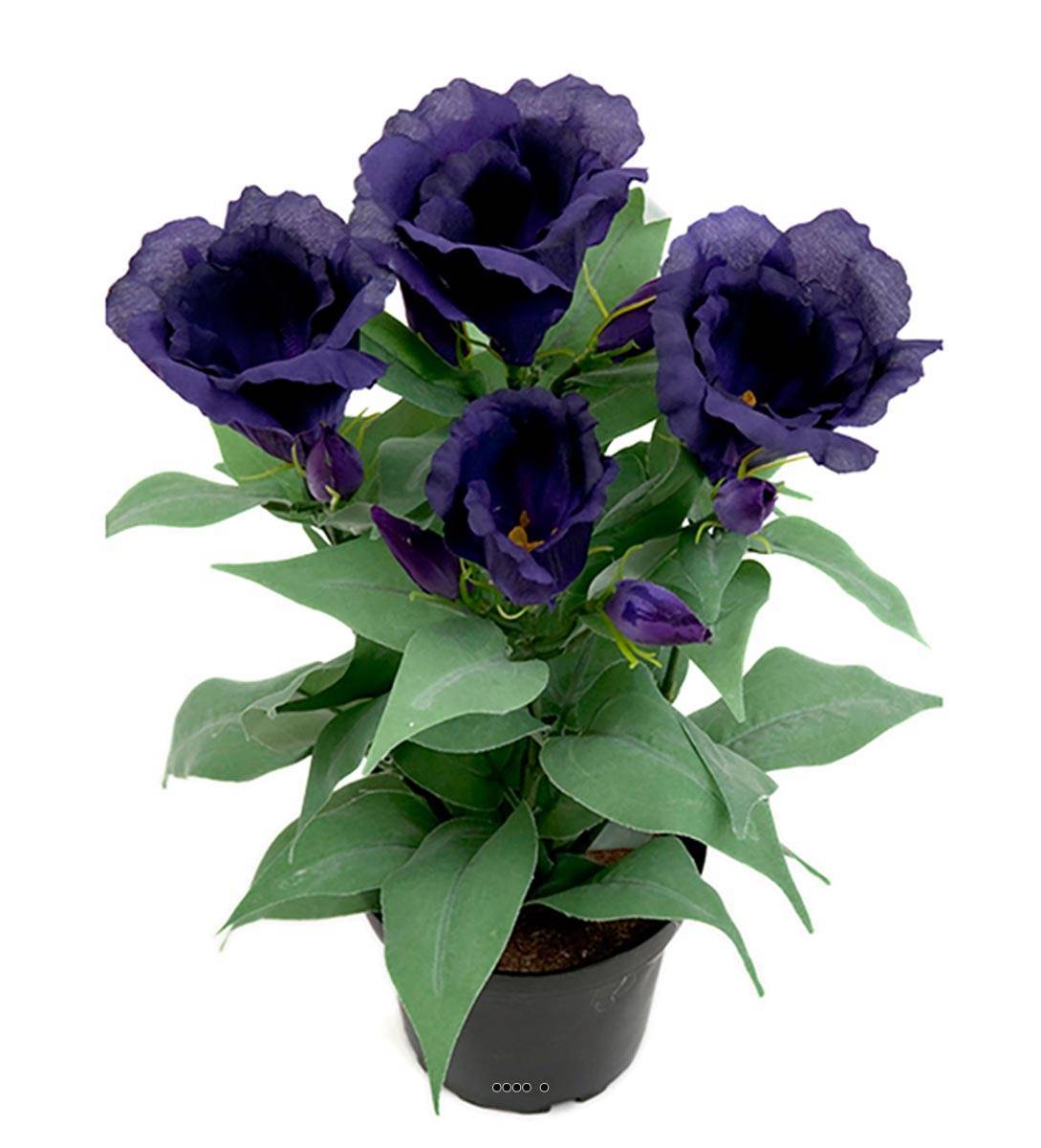 Artificielles - Eustoma artificiel en pot, 4 têtes de fleurs, H 30 cm Mauve violet - couleur: Mauve violet - Imagen 1