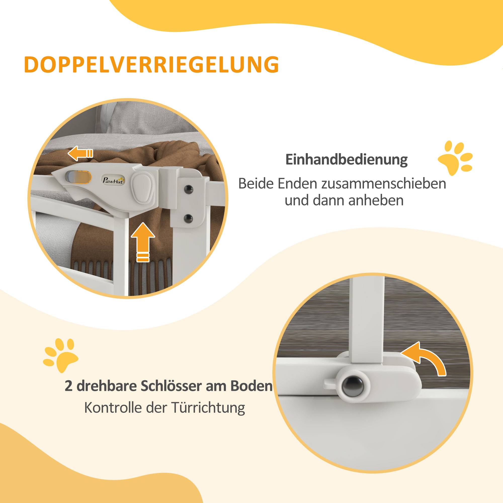 Barrière de sécurité escalier pour chien, fermeture auto, usage une main, 100 x 4 x 76 cm, blanc - Image 7