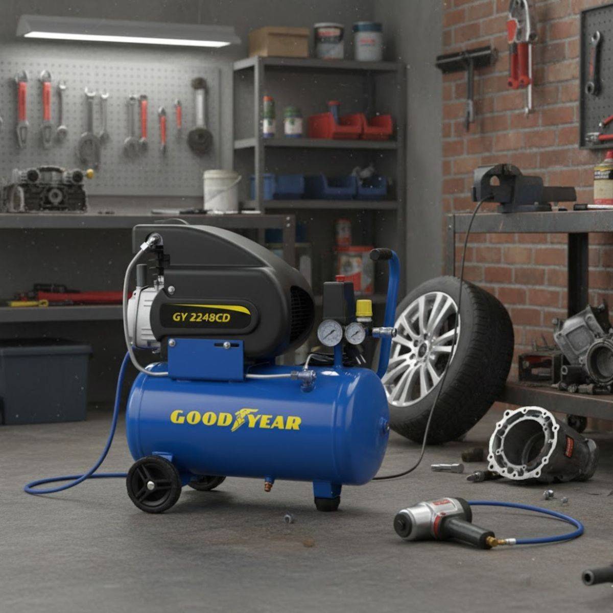 Compresseur d'air Silencieux 24 Litres 8 bar 2CV 1.5KW 115 PSI GOODYEAR - Imagen 4