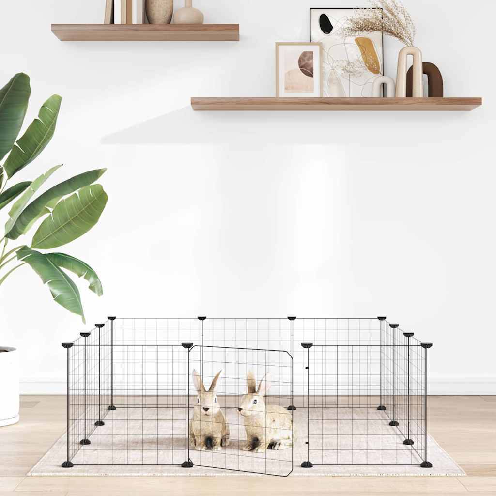 Vidaxl - Cage pour animaux de compagnie à 12 panneaux avec porte, noire, 105 x 105 x 35 cm, acier vidaXL 171623 - Imagen 1