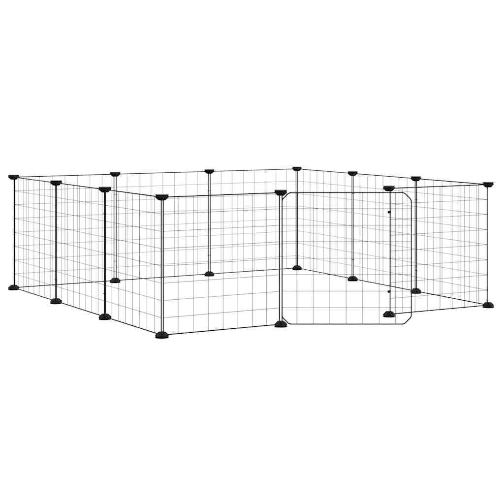 Vidaxl - Cage pour animaux de compagnie à 12 panneaux avec porte, noire, 105 x 105 x 35 cm, acier vidaXL 171623 - Imagen 2