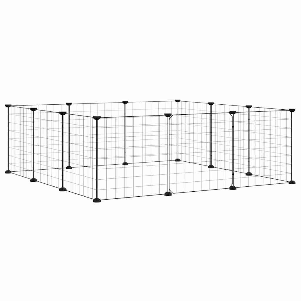Vidaxl - Cage pour animaux de compagnie à 12 panneaux avec porte, noire, 105 x 105 x 35 cm, acier vidaXL 171623 - Imagen 9