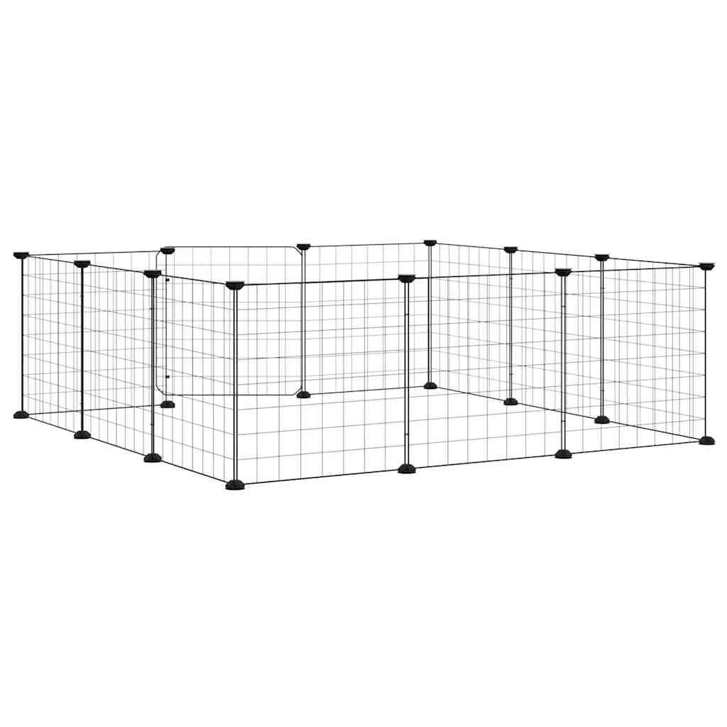 Vidaxl - Cage pour animaux de compagnie à 12 panneaux avec porte, noire, 105 x 105 x 35 cm, acier vidaXL 171623 - Imagen 7