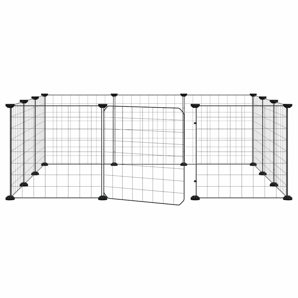 Vidaxl - Cage pour animaux de compagnie à 12 panneaux avec porte, noire, 105 x 105 x 35 cm, acier vidaXL 171623 - Imagen 5