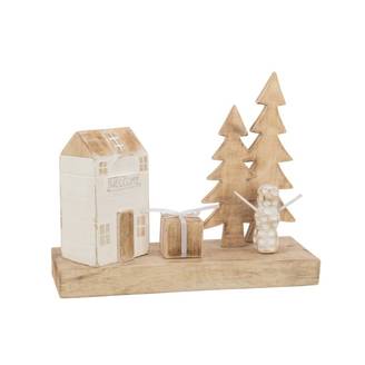 Décoration de Noël en bois blanc 40x12x30 cm - J-Line