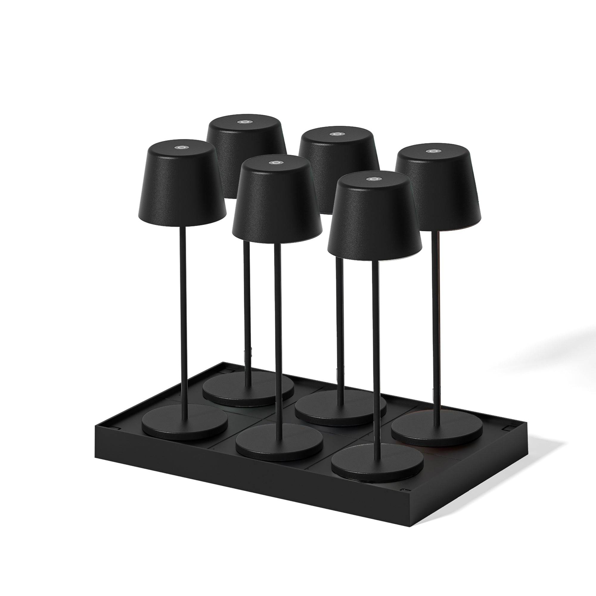 Lumisky - 6 Lampes de table KELLY Noir H38cm + base de chargement - Imagen 1