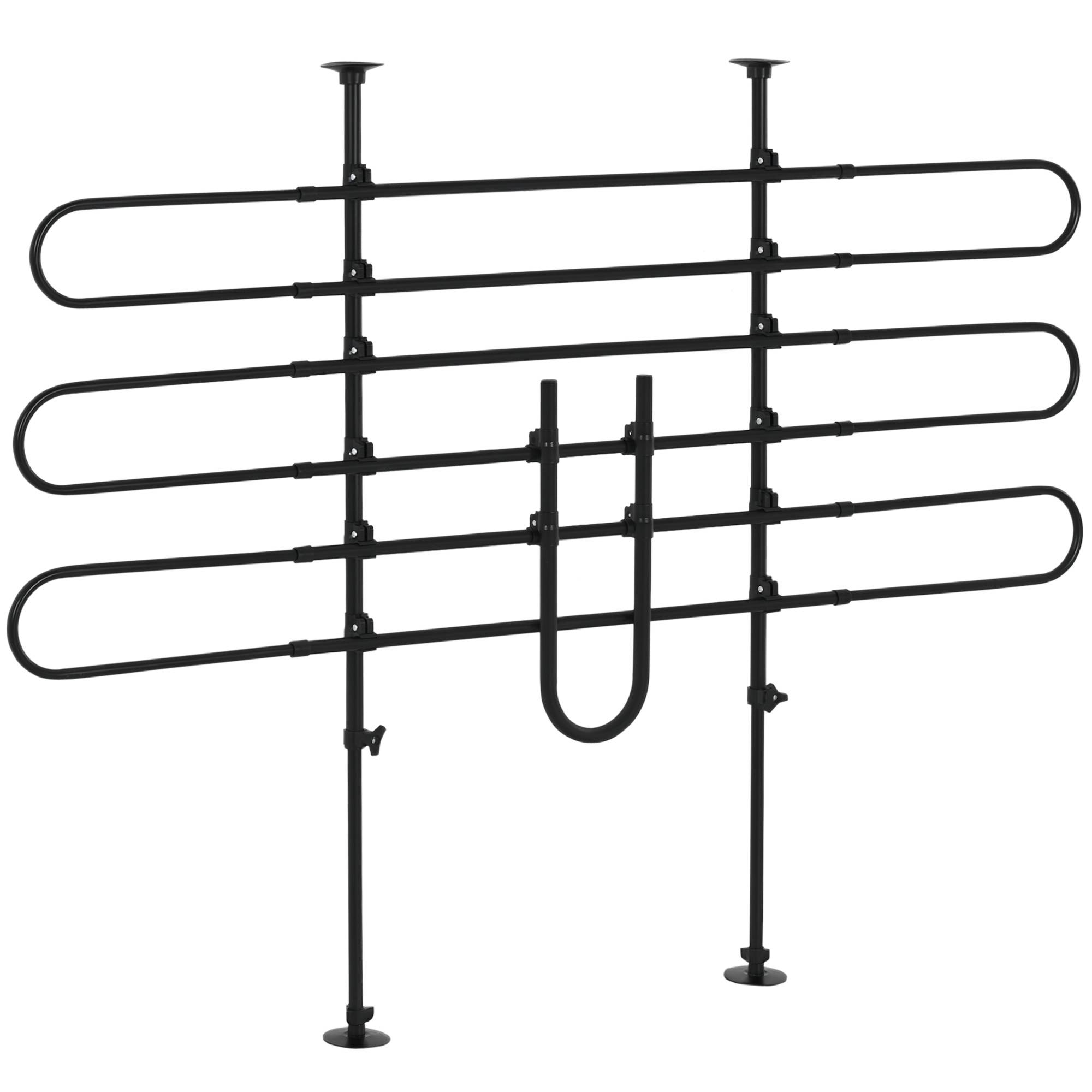Grille séparation voiture chien réglable, larg.87-135cm, H.85-120cm, acier, noir.