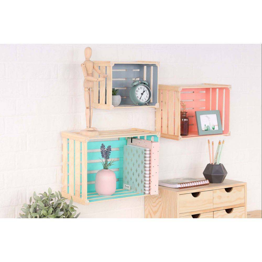 Caisse de rangement en pin brut (Lot de 3) Astigarraga - Imagen 2