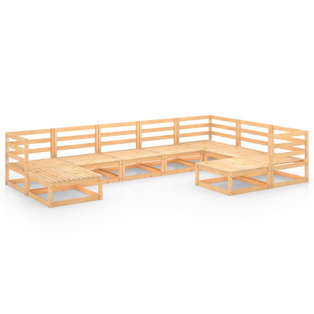Helloshop26 - Salon de jardin meuble d'extérieur ensemble de mobilier 9 pièces bois de pin massif - Imagen 1