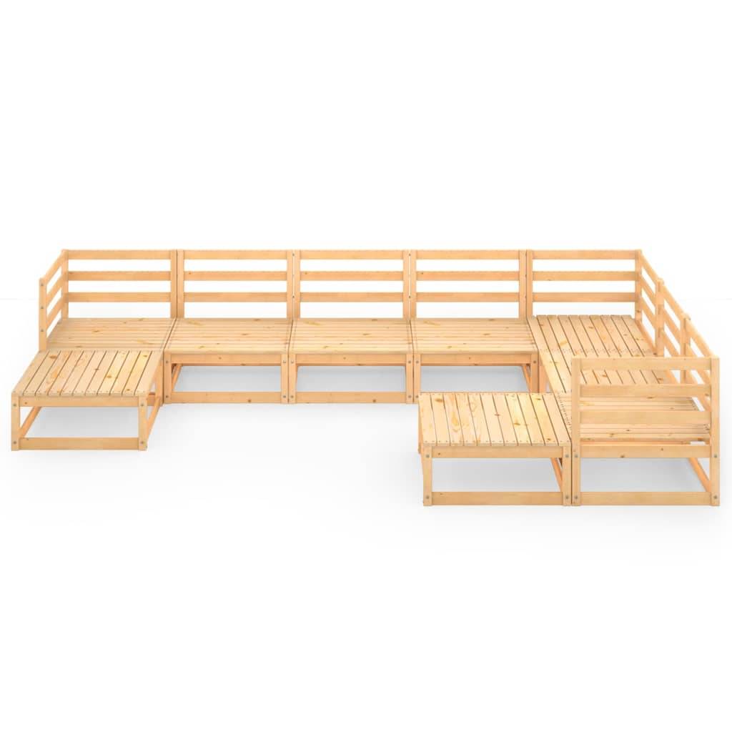 Helloshop26 - Salon de jardin meuble d'extérieur ensemble de mobilier 9 pièces bois de pin massif - Imagen 2