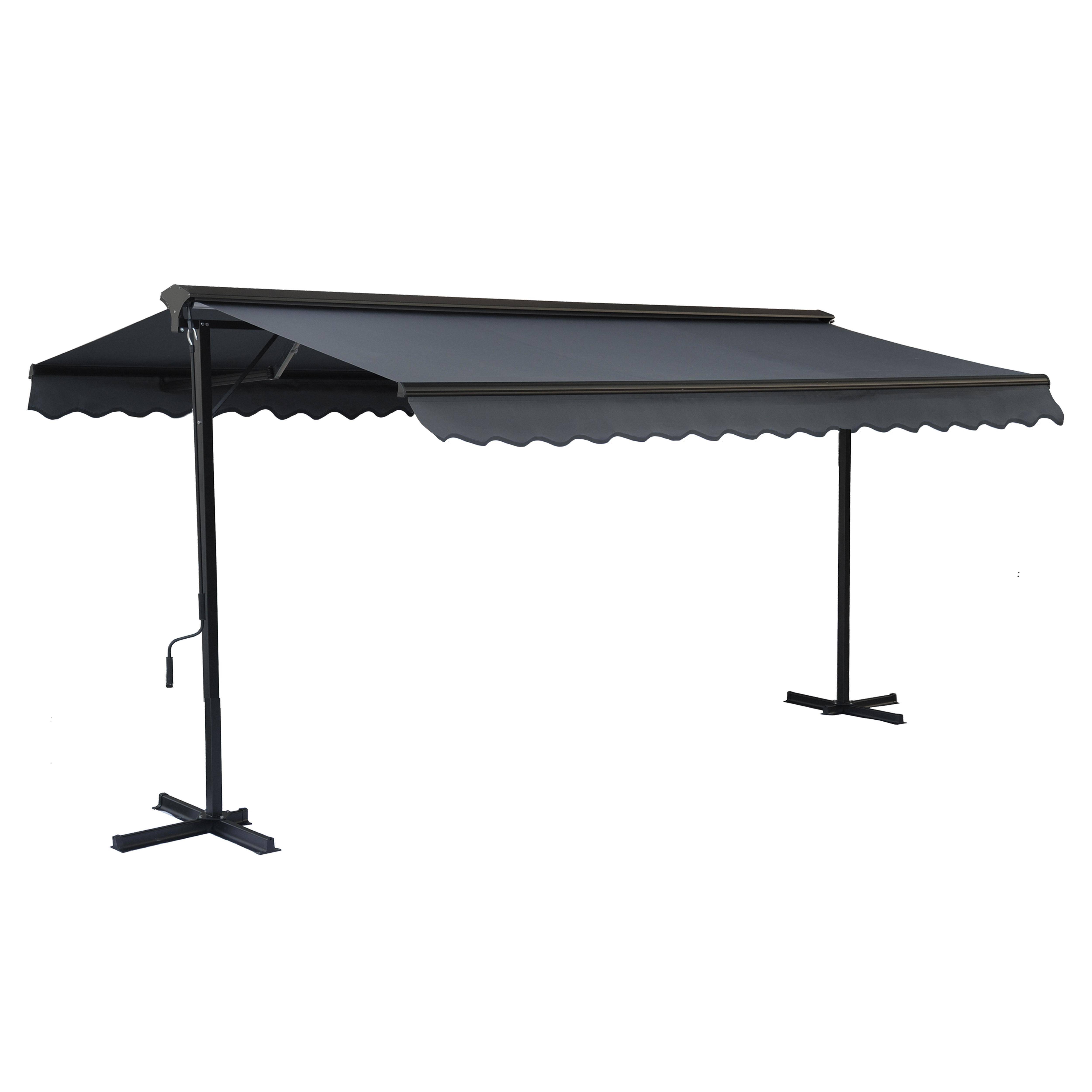 Oviala - Store double pente avec coffre 3 x 4 m en aluminium gris anthracite
Delgada - Oviala - Imagen 3