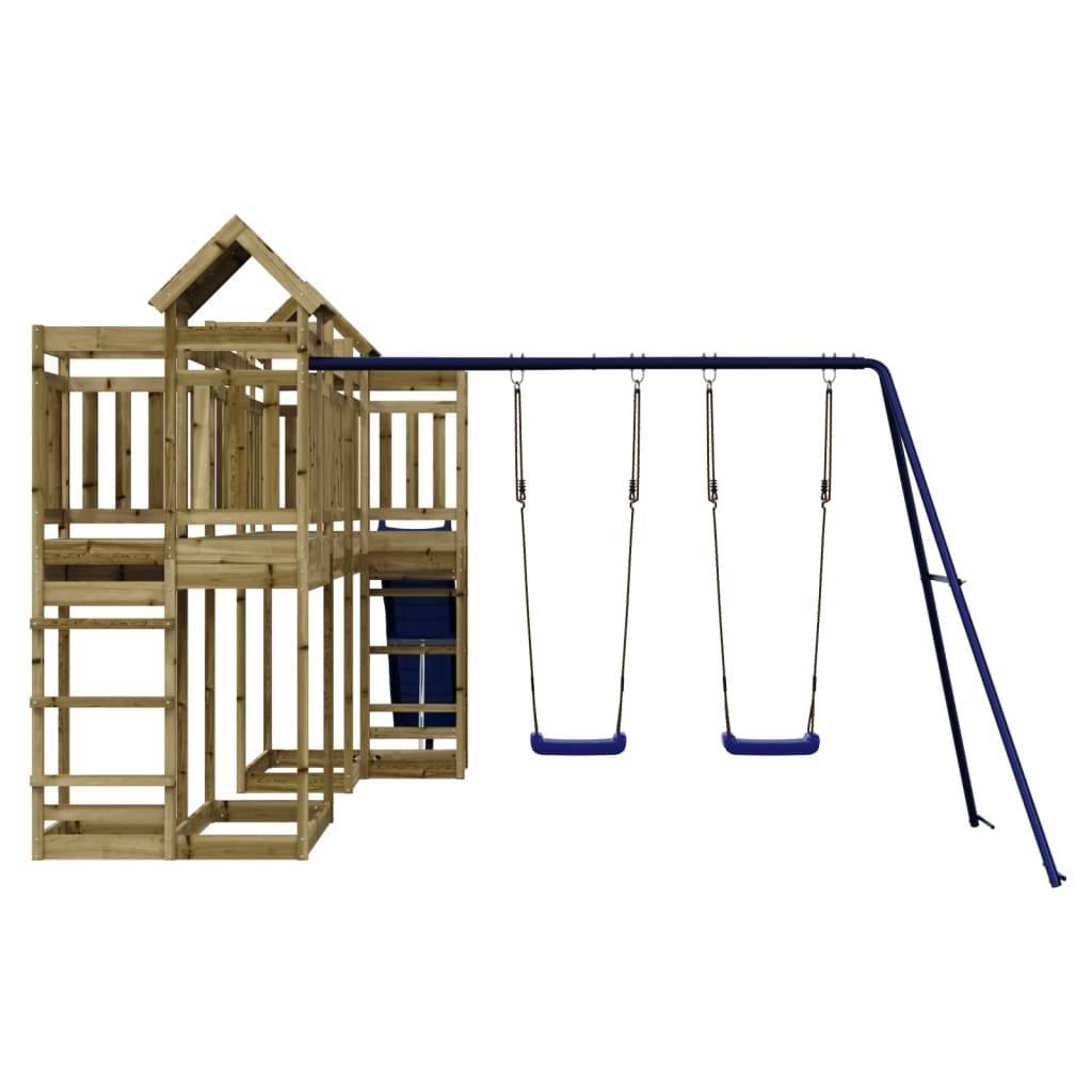 Helloshop26 - Aire de jeux d'extérieur balançoires toboggan portiques robuste jeux jardin 362 x 585 x 238 cm bois de pin imprégné - Imagen 2