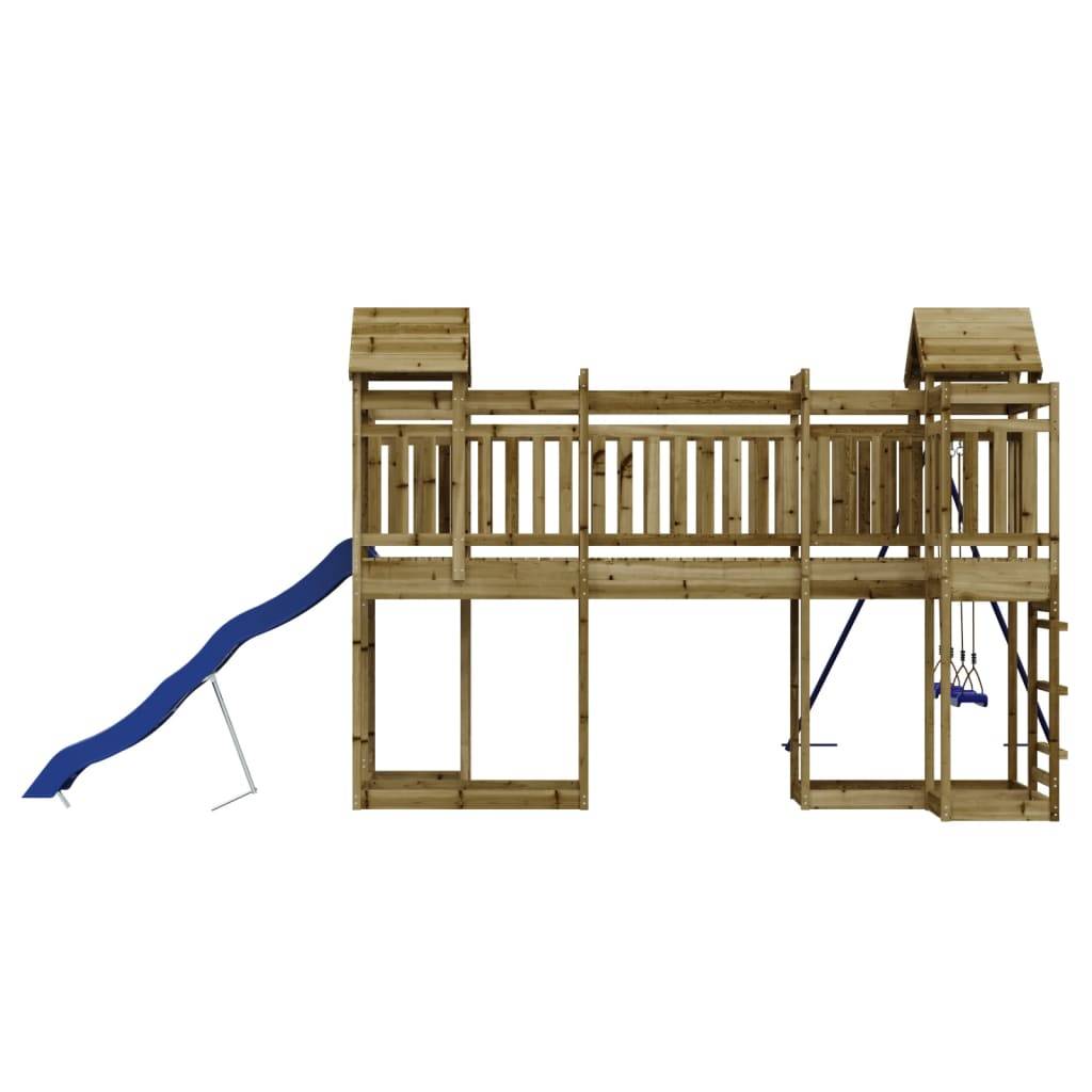 Helloshop26 - Aire de jeux d'extérieur balançoires toboggan portiques robuste jeux jardin 362 x 585 x 238 cm bois de pin imprégné - Imagen 3