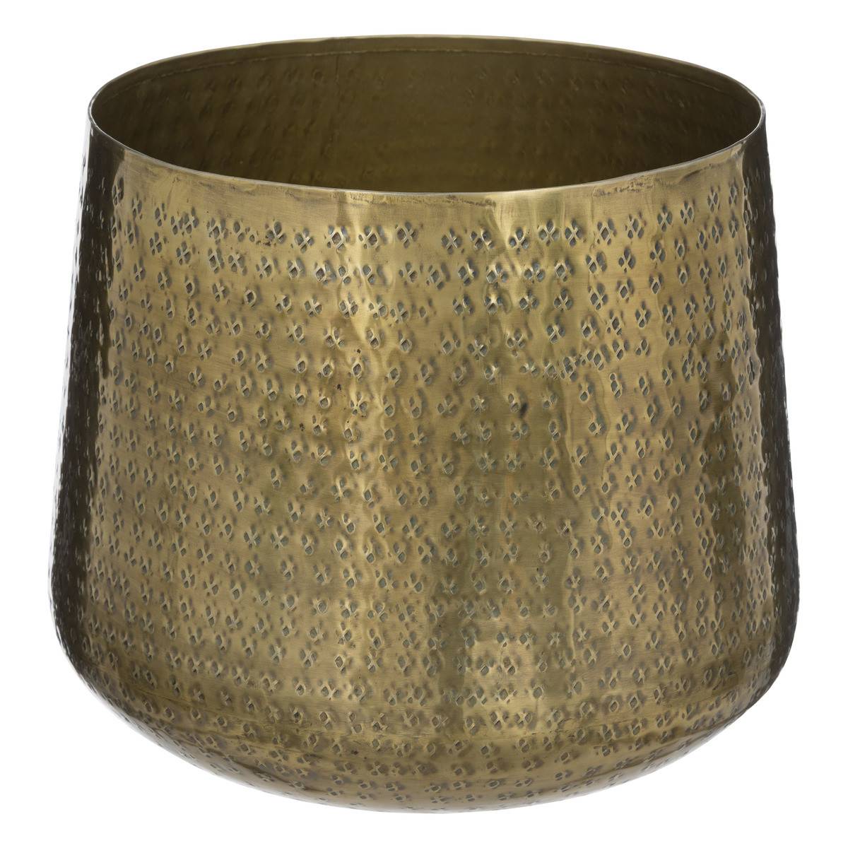 Lot de 2 Cache-pots en Métal Martelé Doré D 30 et D 24 cm - Imagen 5