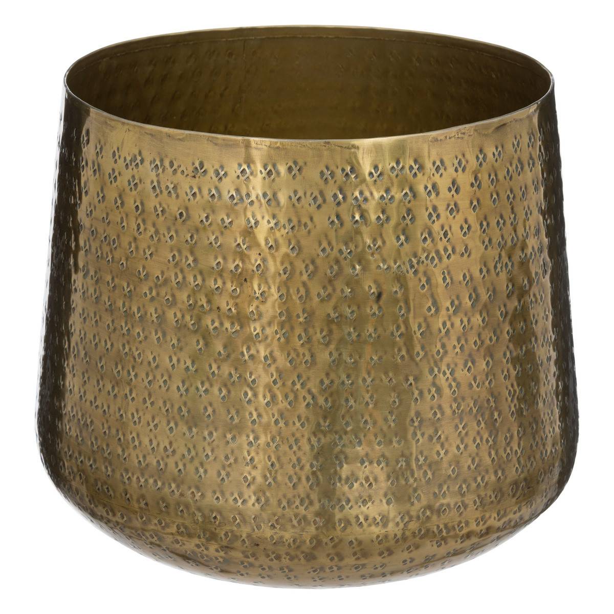 Lot de 2 Cache-pots en Métal Martelé Doré D 30 et D 24 cm - Imagen 3