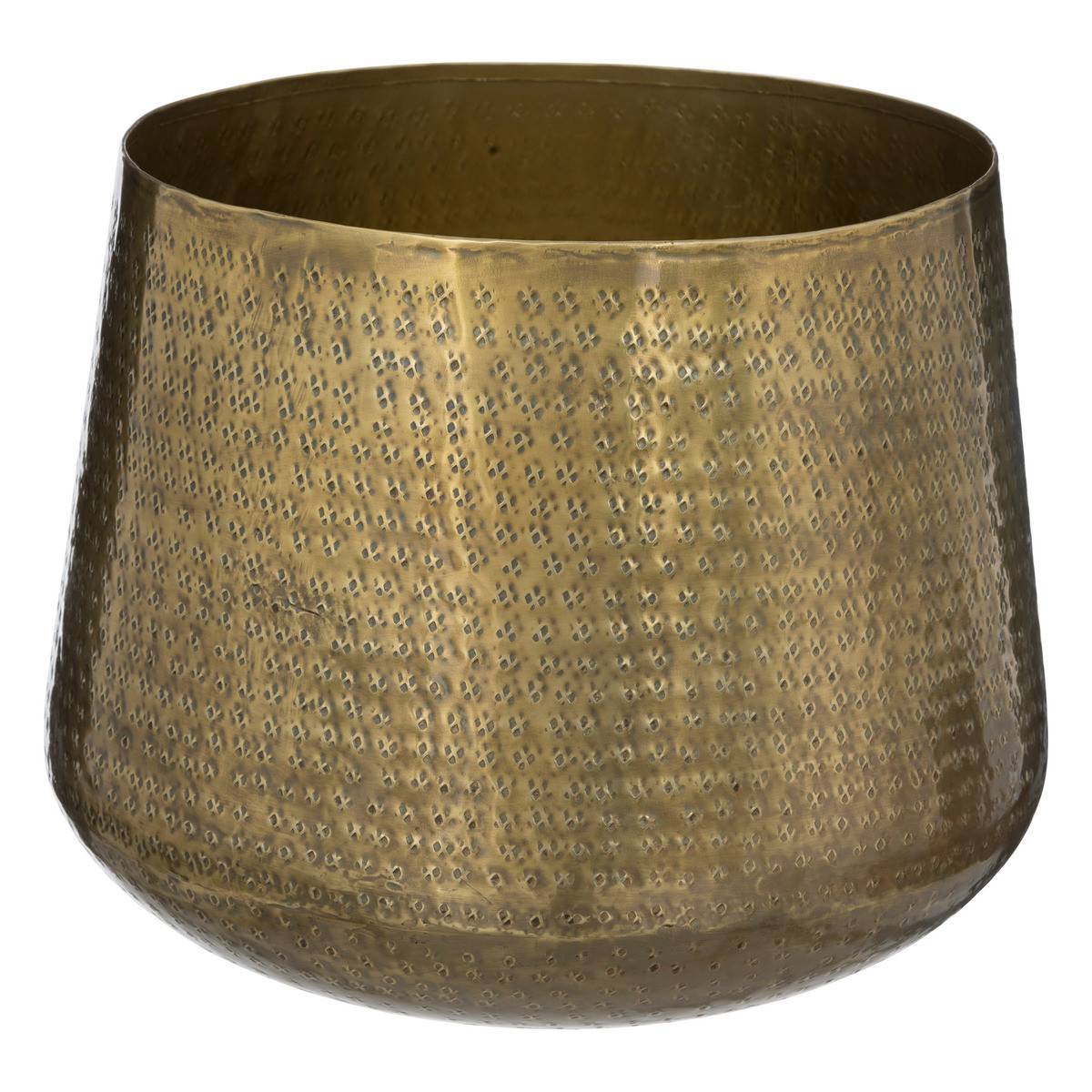 Lot de 2 Cache-pots en Métal Martelé Doré D 30 et D 24 cm - Imagen 4