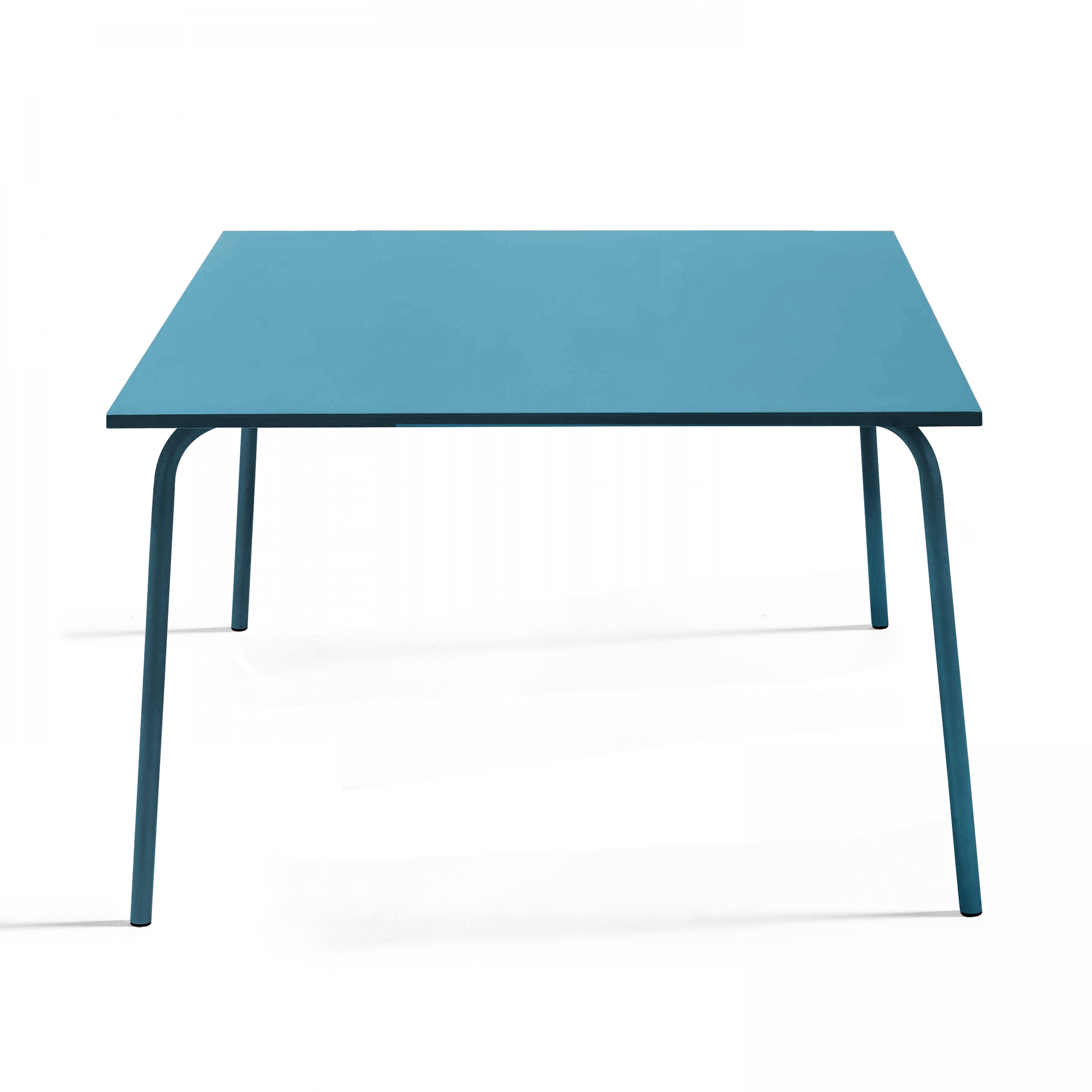 Oviala - Ensemble table de jardin carrée et 4 bancs en métal bleu pacific Palavas - Oviala - Imagen 6