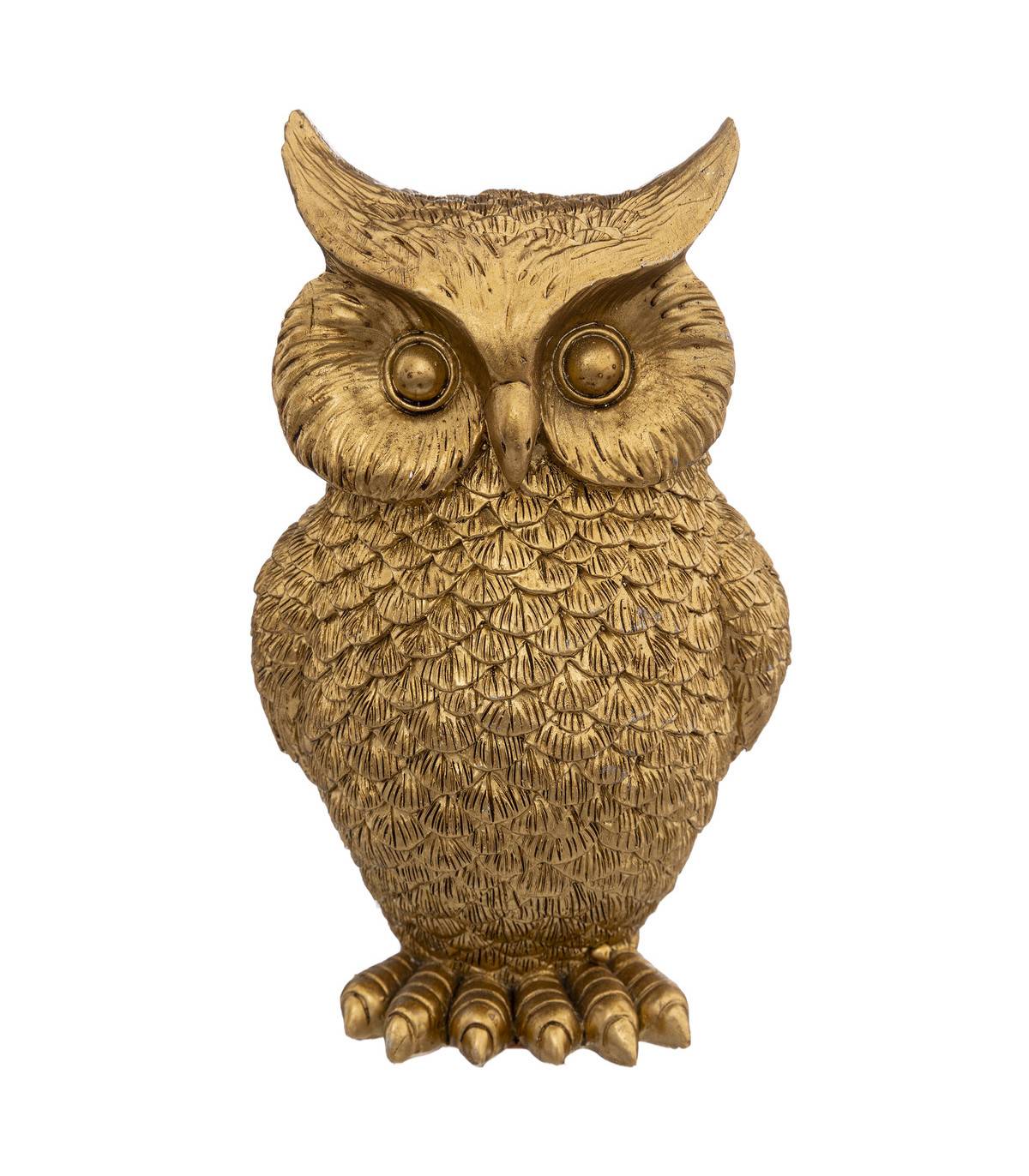 Fééric Lights & Christmas - Déco de Noël Hibou doré en résine H16 cm