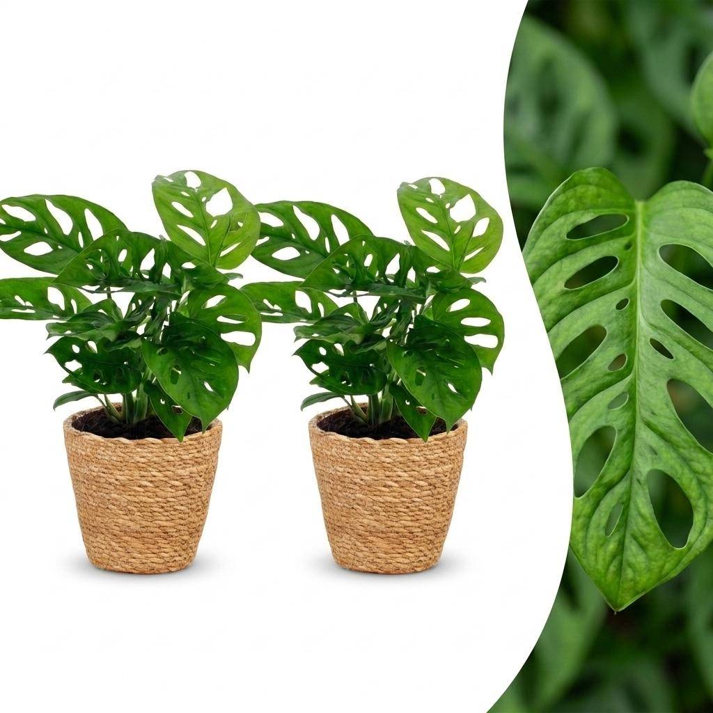 Monstera adansonii - avec panier - lot de 2 - Ø12cm - ↕25cm - Plantes d’intérieur - Image 1