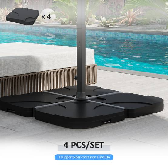 Lot 4 Dalles à Lester en Résine pour Parasol Déporté Remplissage Eau Sable Noir - ComfortXL Outdoor Living - Image 6