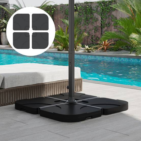 Lot 4 Dalles à Lester en Résine pour Parasol Déporté Remplissage Eau Sable Noir - ComfortXL Outdoor Living - Image 3