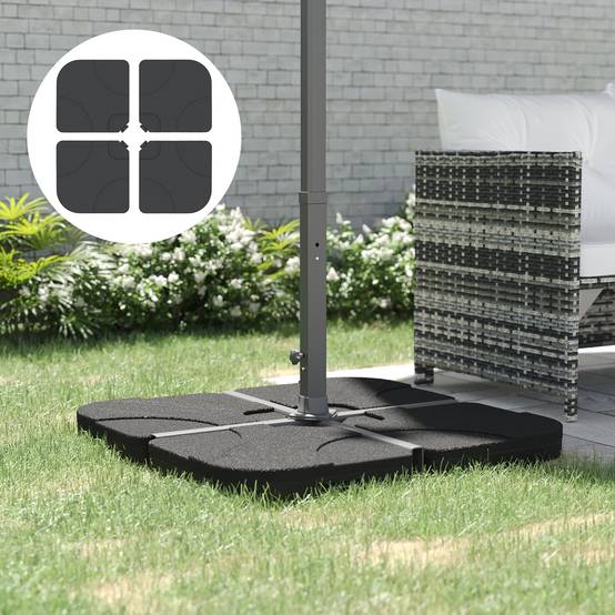 Lot 4 Dalles à Lester en Résine pour Parasol Déporté Remplissage Eau Sable Noir - ComfortXL Outdoor Living - Image 4