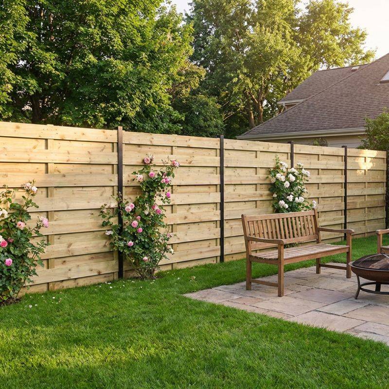 Panneau bois plein 180x180 cm – Sapin rouge – Clôture & brise-vue jardin - Image 4