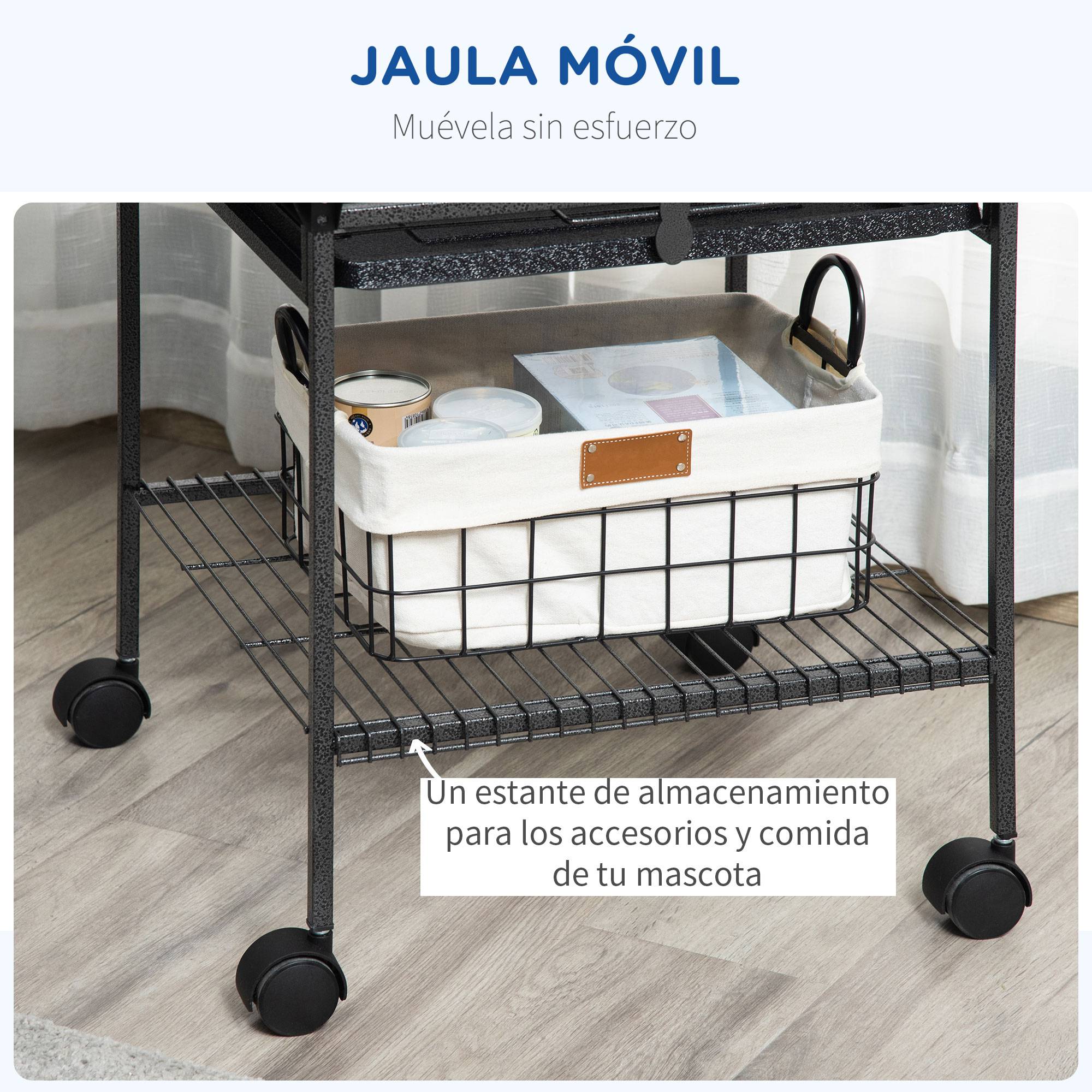 Cage à Perroquet Grise en Acier sur Roulettes avec Aire de Jeu Supérieure pour Cacatès 156 cm - ComfortXL Outdoor Living - Image 7