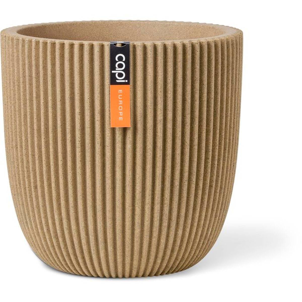 Cachepot rond beige Groove NL 43 x 41 cm avec isolation pour plantes d’intérieur et d’extérieur - Capi Europe - Image 1