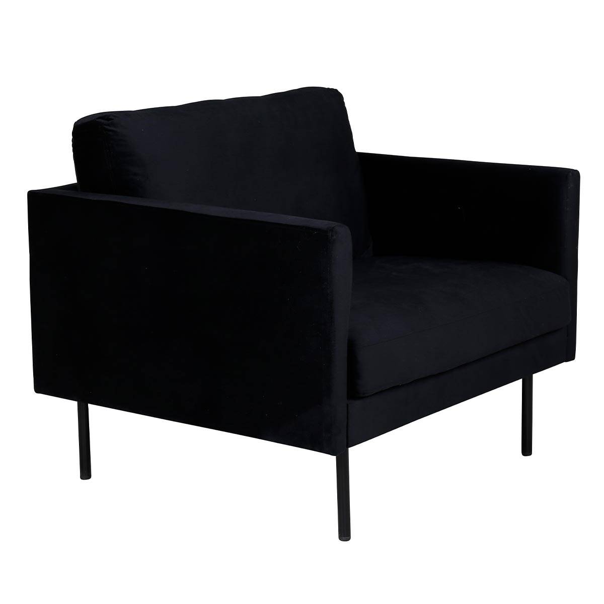 Paris Prix - Fauteuil en Velours "Zoom" 95cm Noir