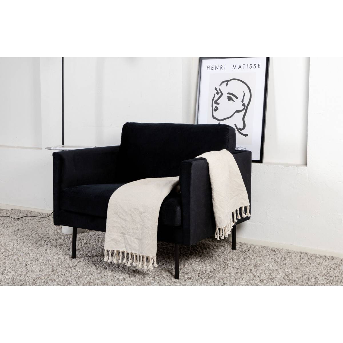 Paris Prix - Fauteuil en Velours "Zoom" 95cm Noir - Image 10