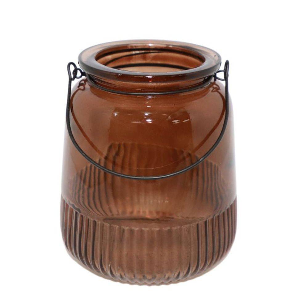 Chemin De Campagne - Vase "Strié" avec anse métallique - Ambre PM Chemin de campagne - Imagen 1