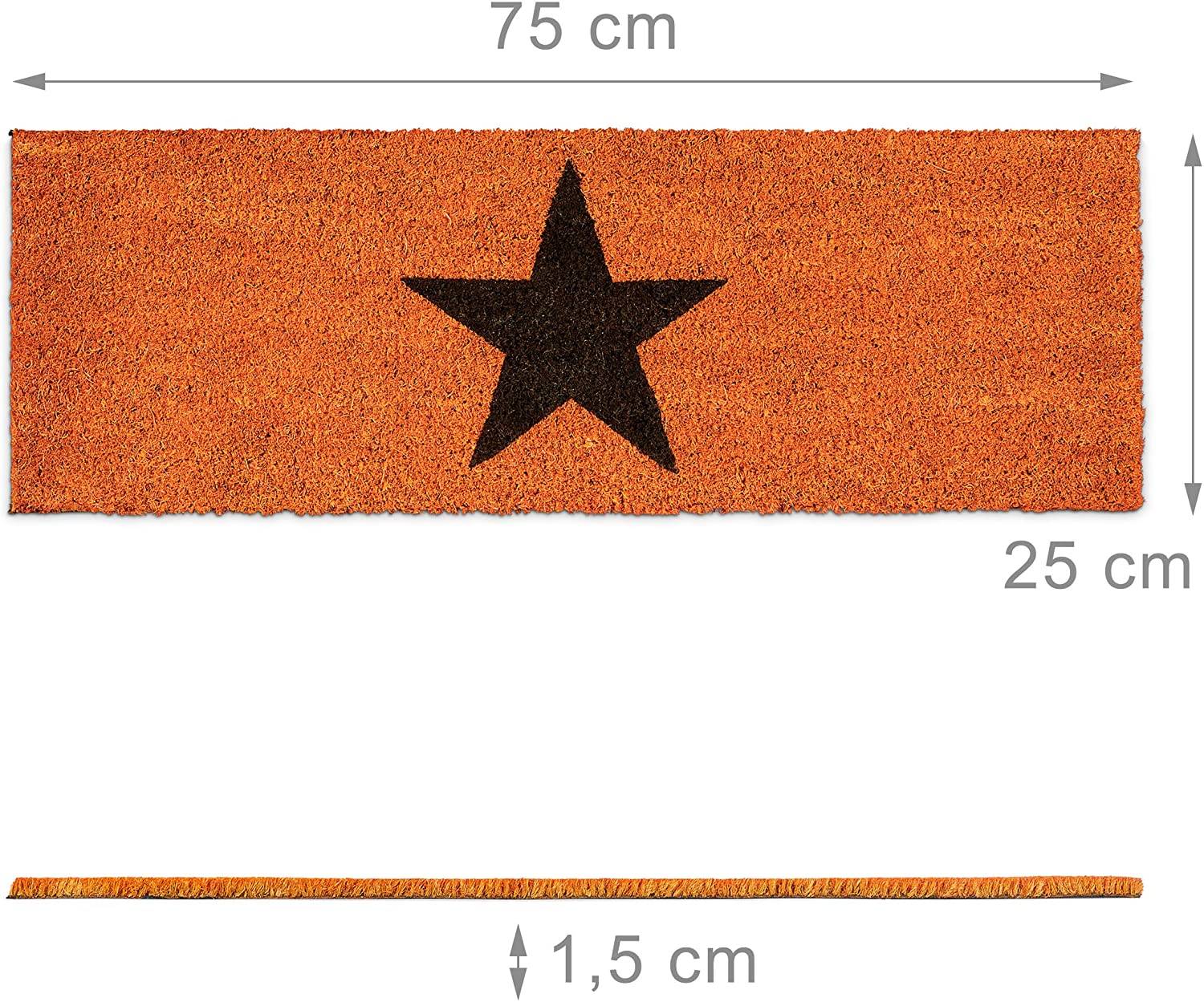 Helloshop26 - Paillasson tapis de sol porte d’entrée essuie-pieds étoiles fibres de coco orange - Imagen 2