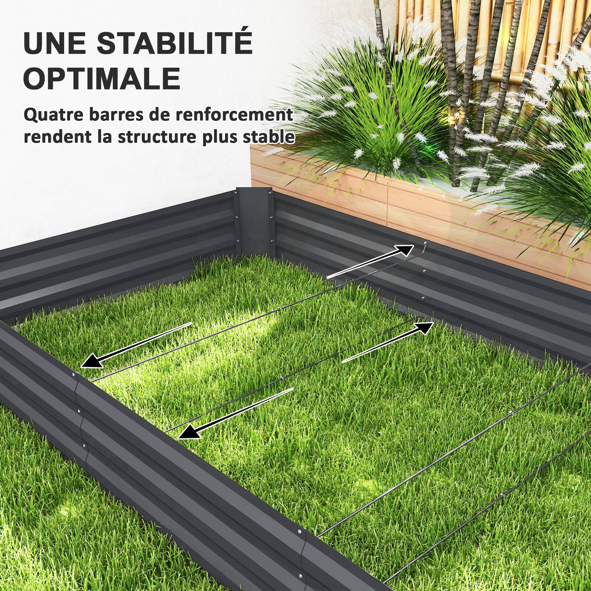 PANGIVO - Carré potager acier galvanisé gris foncé 240 x 120 x 30 cm - PANGIVO - Image 8