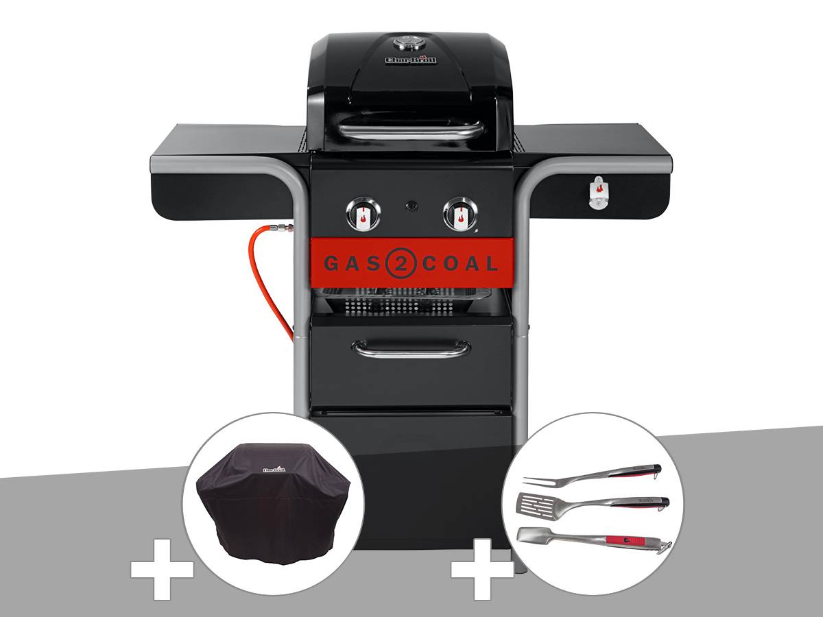 Char-broil - Barbecue à gaz et à charbon Gas2Coal 2.0 2B + Housse de protection + Kit 3 ustensiles - Char-Broil - Imagen 1