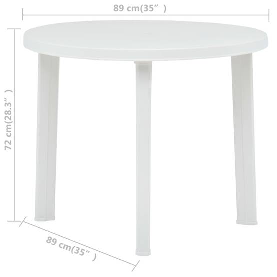 Grande Table de Jardin Ronde Blanche Ø 89 cm en Plastique, Stable et Facile à Nettoyer – ComfortXL Outdoor Living - Image 5