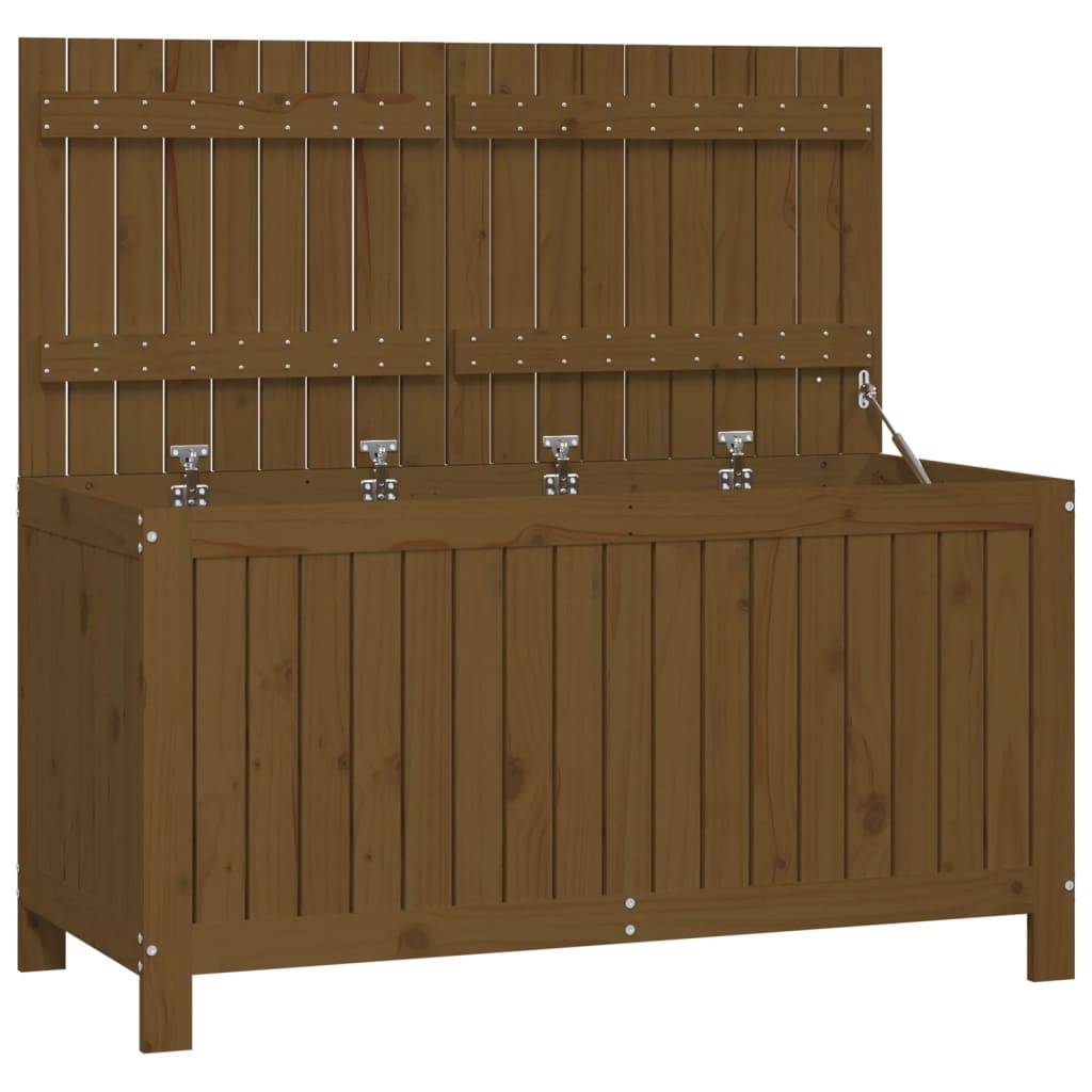 Helloshop26 - Coffre boîte meuble de jardin rangement 121 x 55 x 64 cm bois pin marron miel - Imagen 1